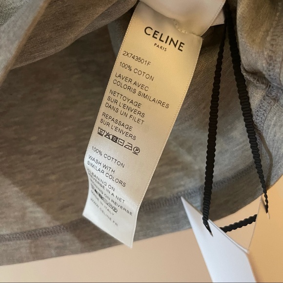 NWT Celine S Cropped Jersey T-Shirt Grey/Burgundy - Picture 6 of 10